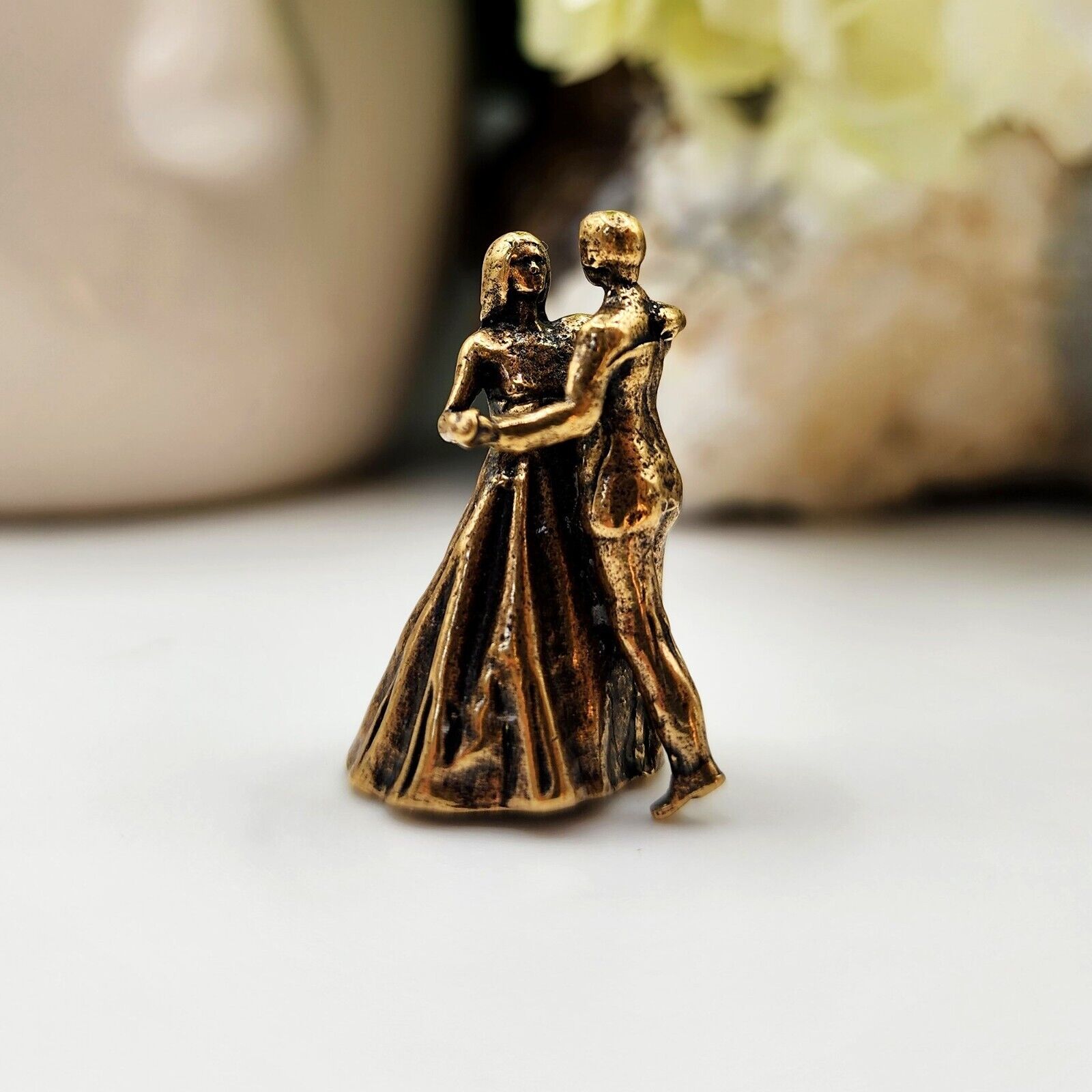 Dancing Couple Brass Miniature Sculpture Wedding Gift Idea Statuette 1PCS