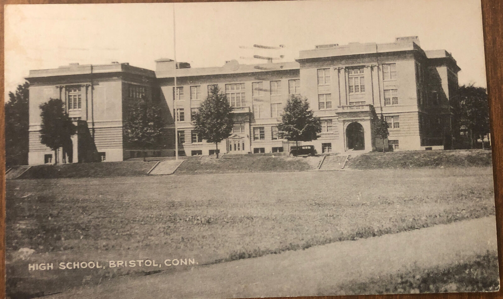 Bristol Connecticut CT High School Building Photo Post Card Postmarked 1949