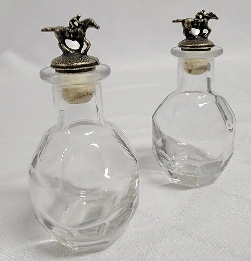 Blanton\'s Bourbon Miniature Glass Bottles With Stoppers Set Of 2 NEW