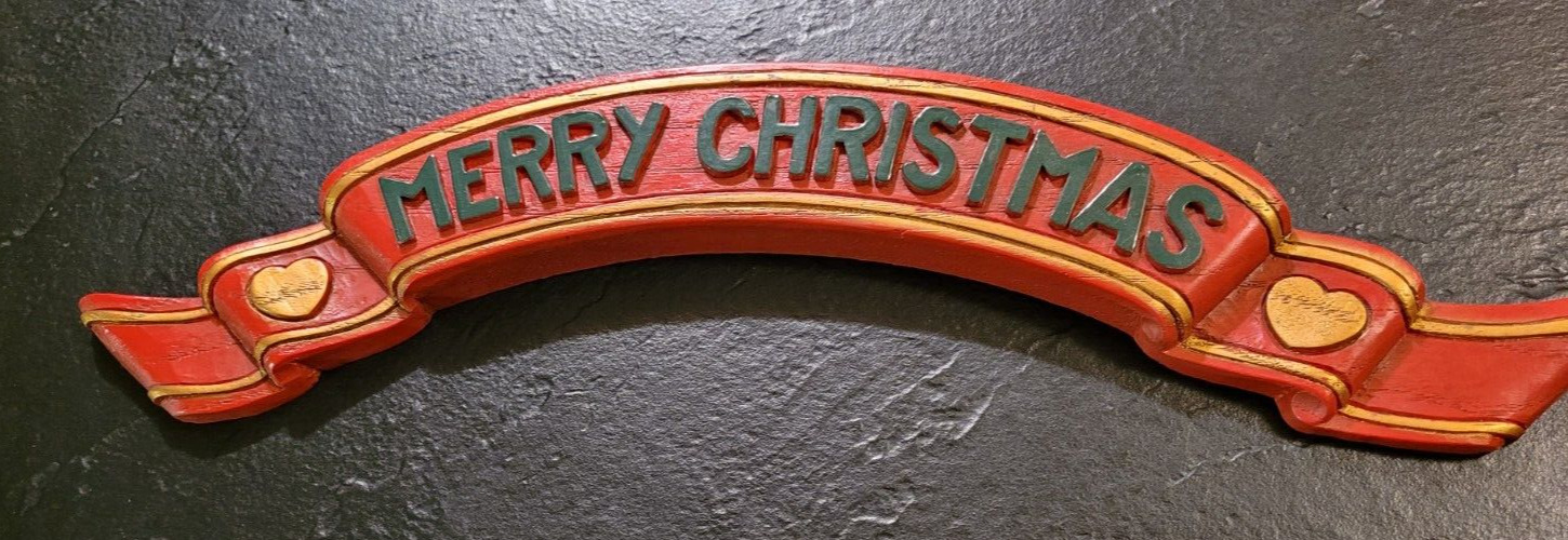 Homco Red Plastic \'Merry Christmas\' Sign Plaque #7503
