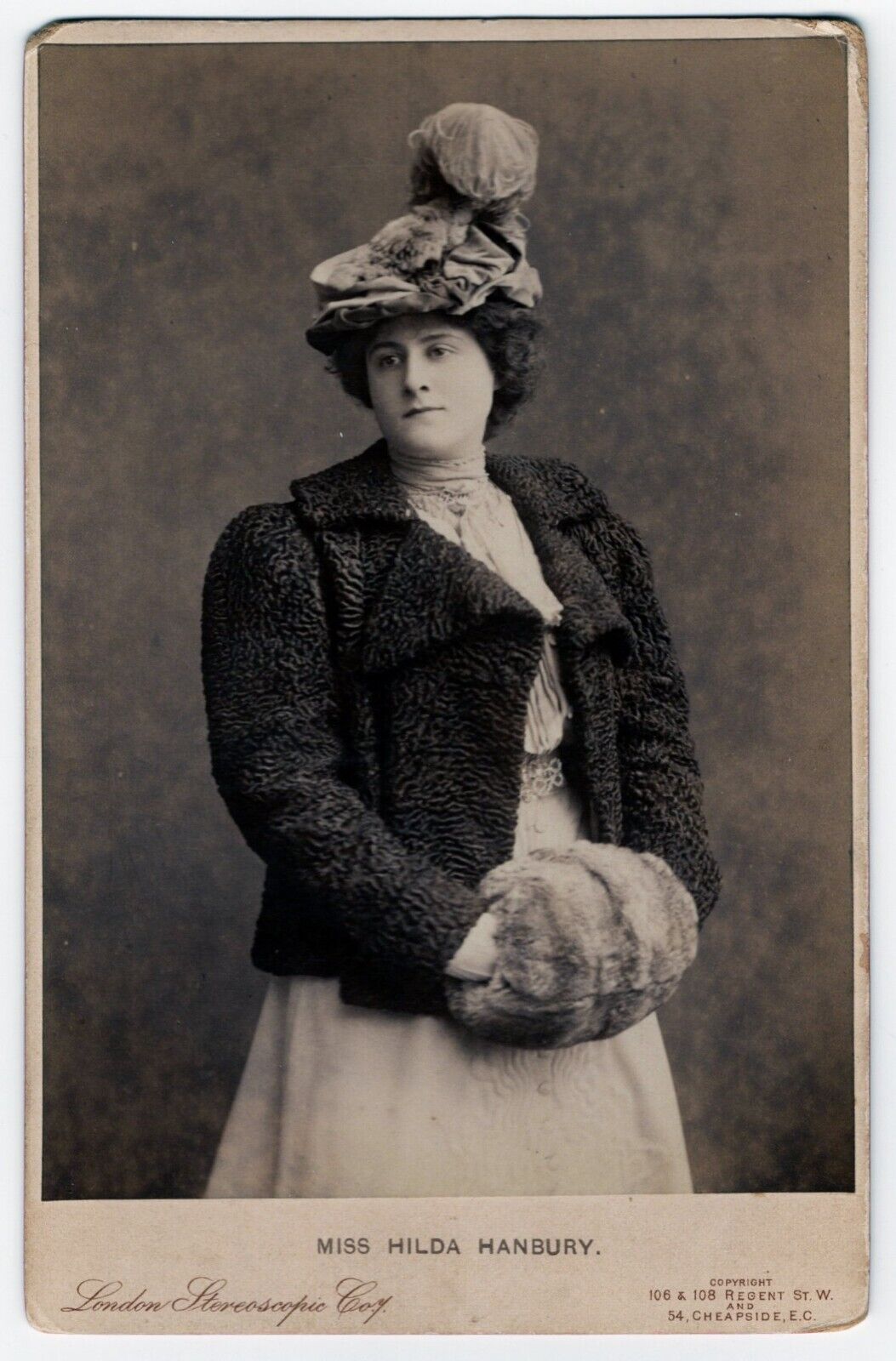 HILDA HANBURY :  BRITISH STAGE ACTRESS : STAGE BEAUTY : CABINET CARD