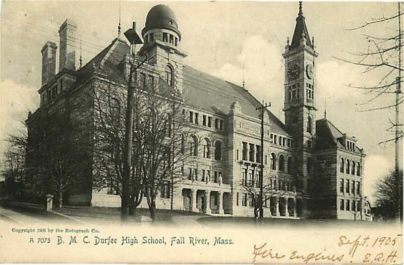Postcard B M C Durfee High School, Fall River, Massachusetts - used in 1906