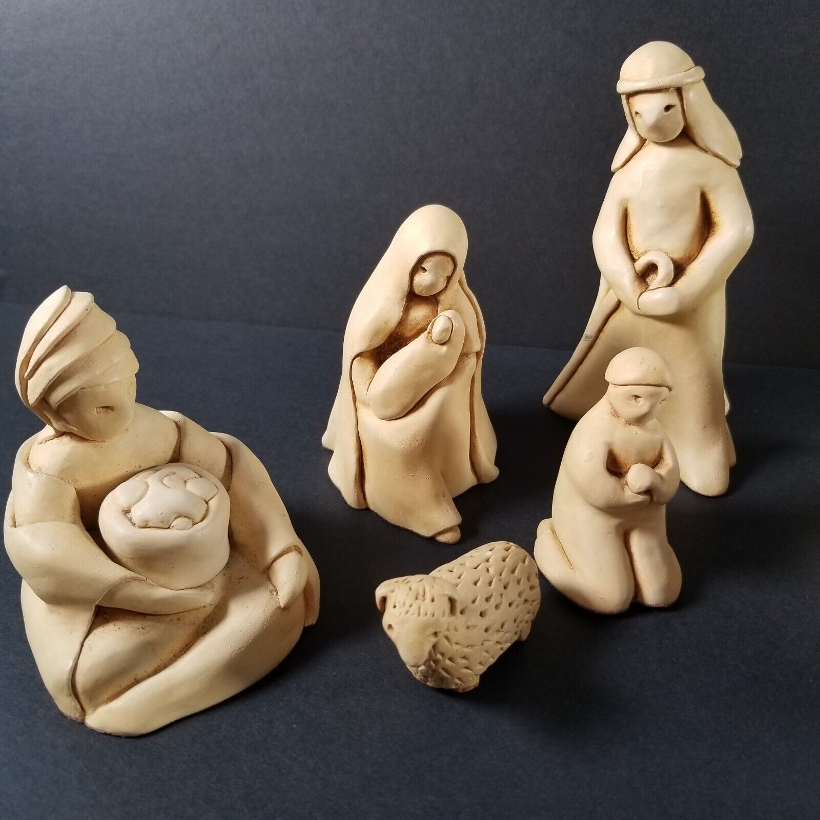 Nativity Scene 7 Piece Set Collection Marty Sculpture Art Hand Crafted Vintage