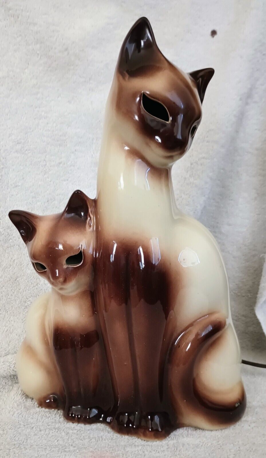Vintage 1950s Authentic  Kron Siamese Cat With Kitten TV Lamp Must-See beauty