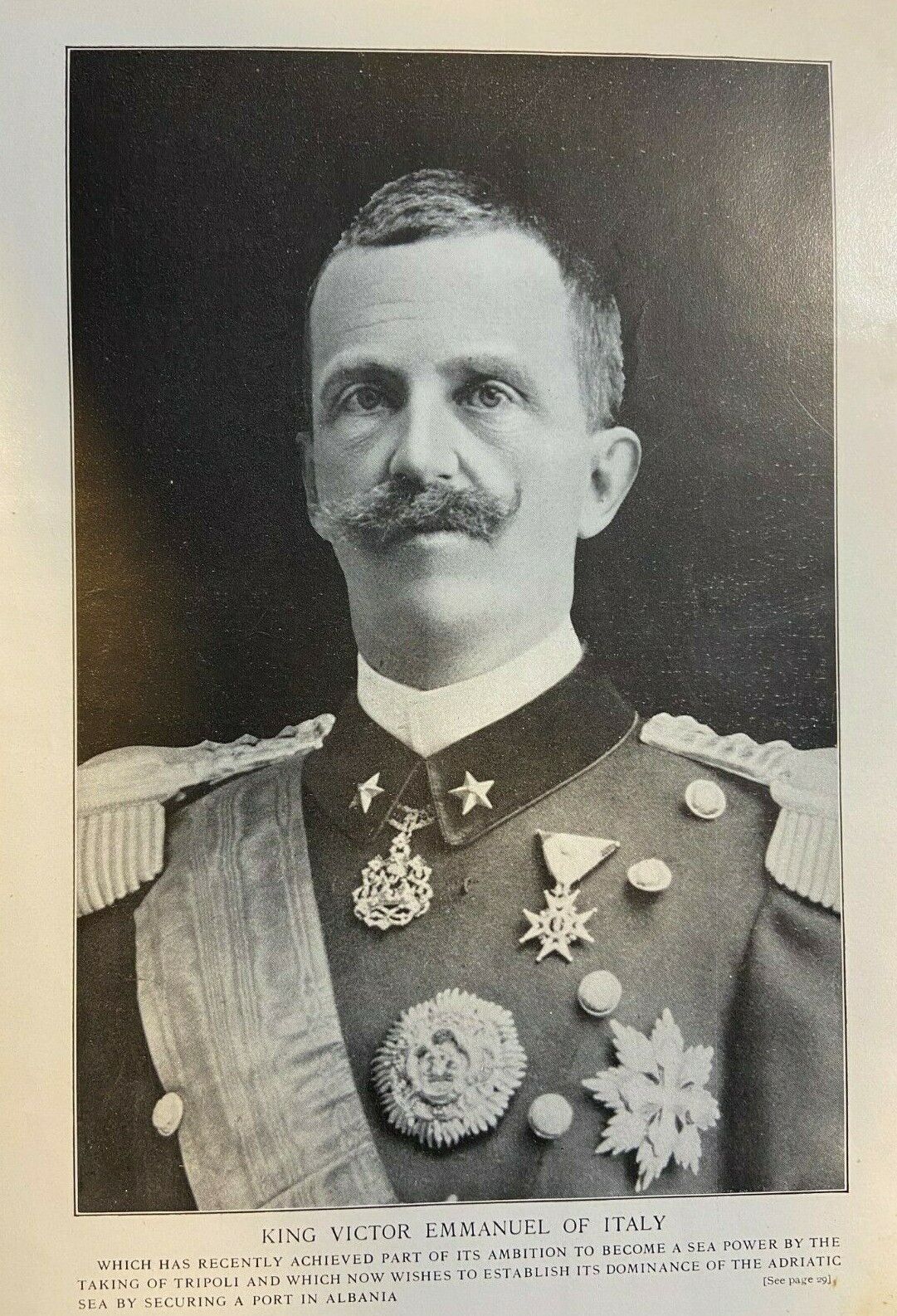 1915 Vintage Magazine Illustration King Victor Emmanuel of Italy