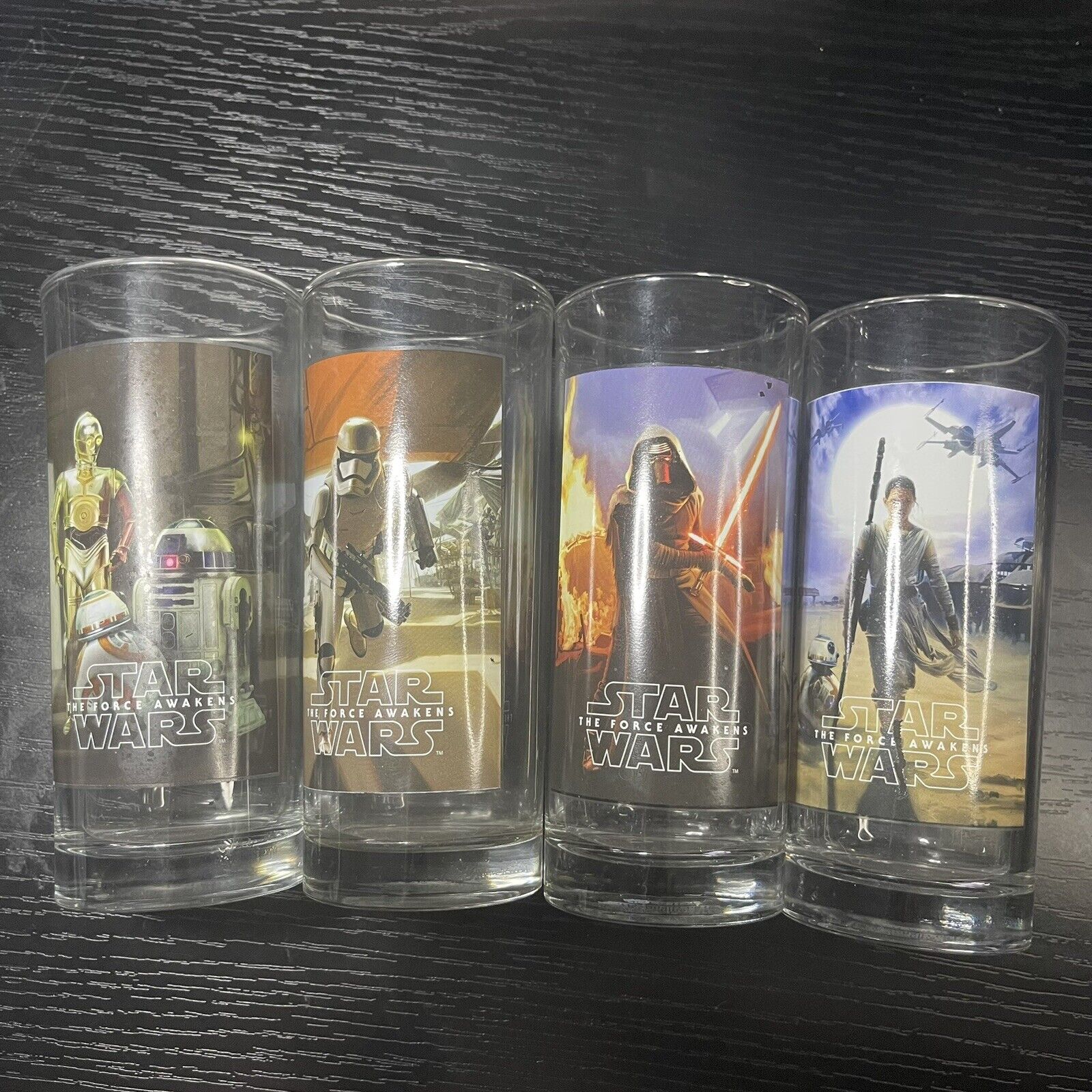 Set Of Four Star Wars The Force Awakens Drinking Glasses Lucas Films