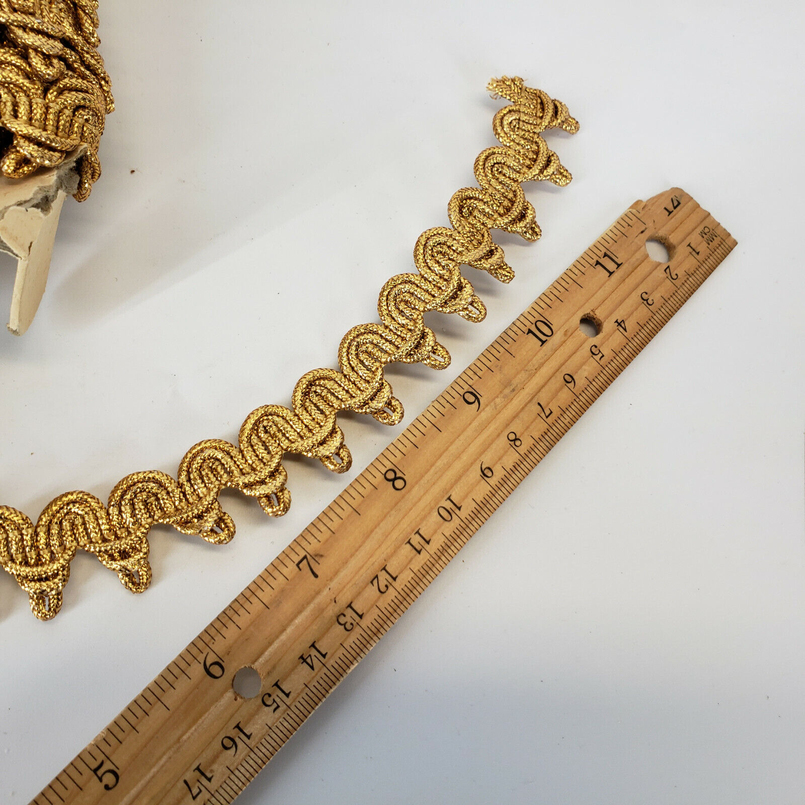 Antique gold metallic lace trim swag brocade braid loops yardage  PER YARD