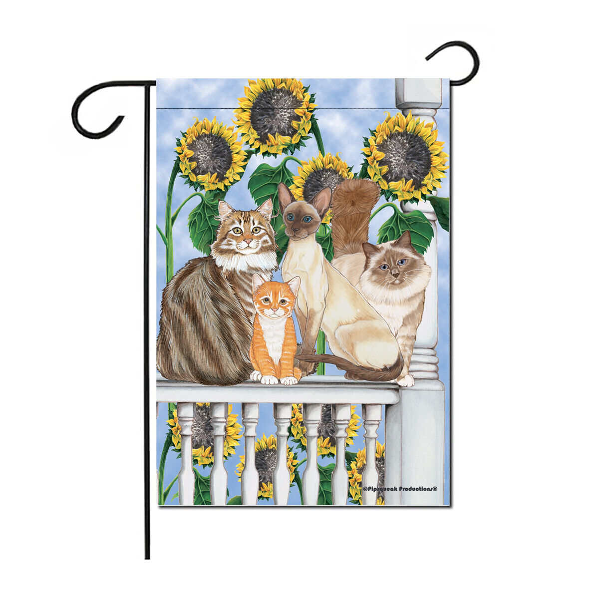 Cats Under the Tuscan Sunflowers Garden Flag Double Sided 12\