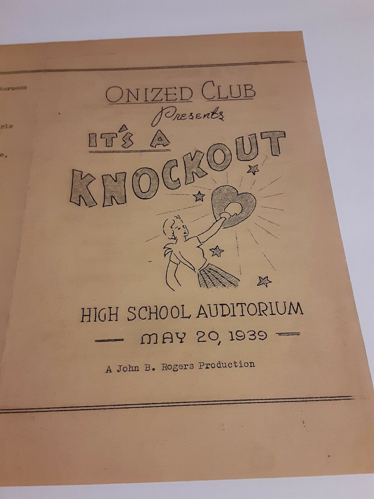 Vintage Highschool Play Pamplet May,20 1939 Its A Knockout Ephemera 