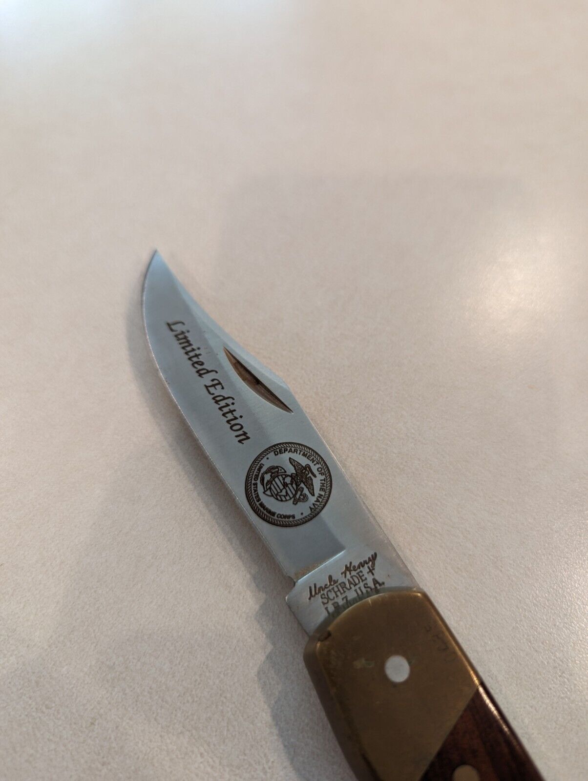 Vintage SCHRADE LB7 Knife US MARINE Engraving Rare Release