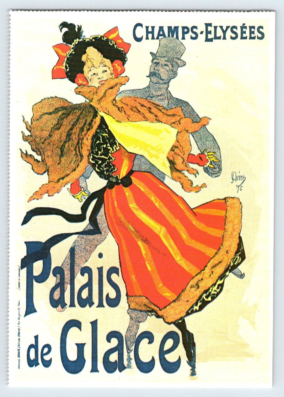 Poster Palais de Glace Skating Rink Jules Cheret 1896 Reprint Postcard BRL20