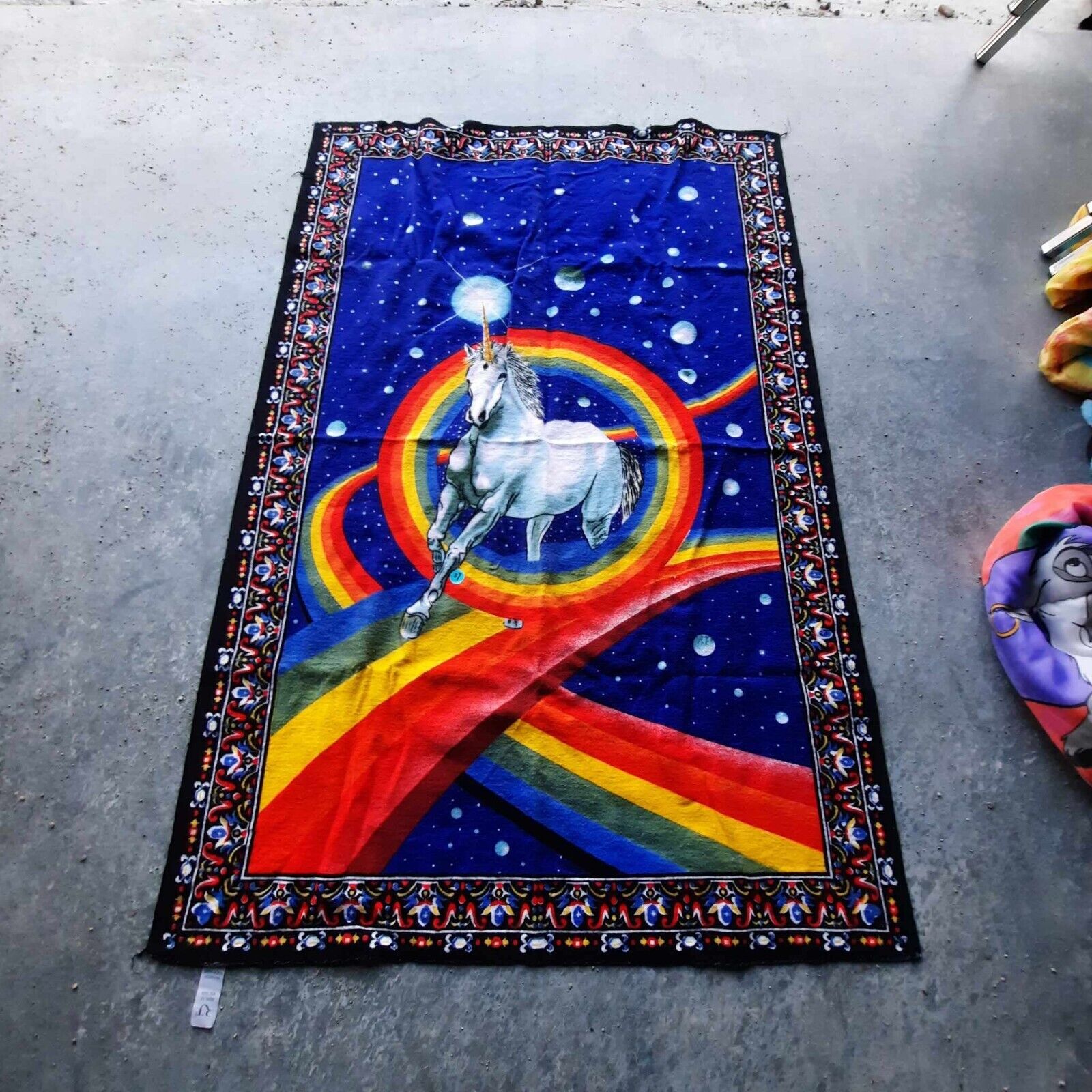 Vintage 1980s Unicorn wall tapestry