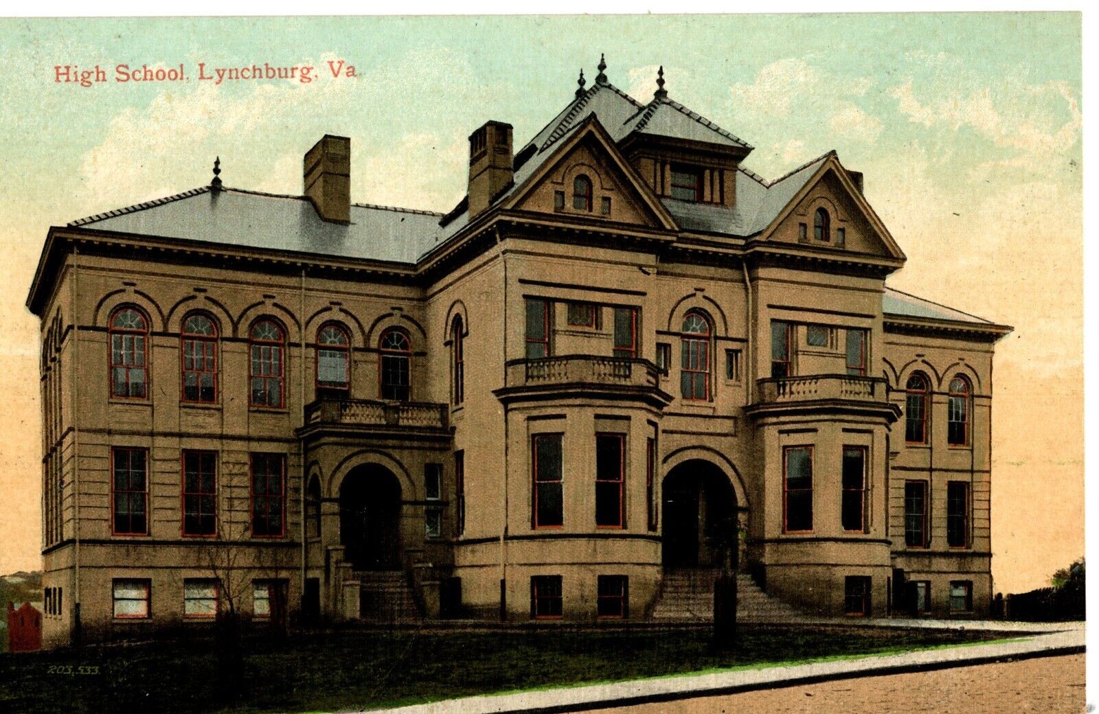 Postcard High School, Lynchburg, Virginia, VA, Vintage
