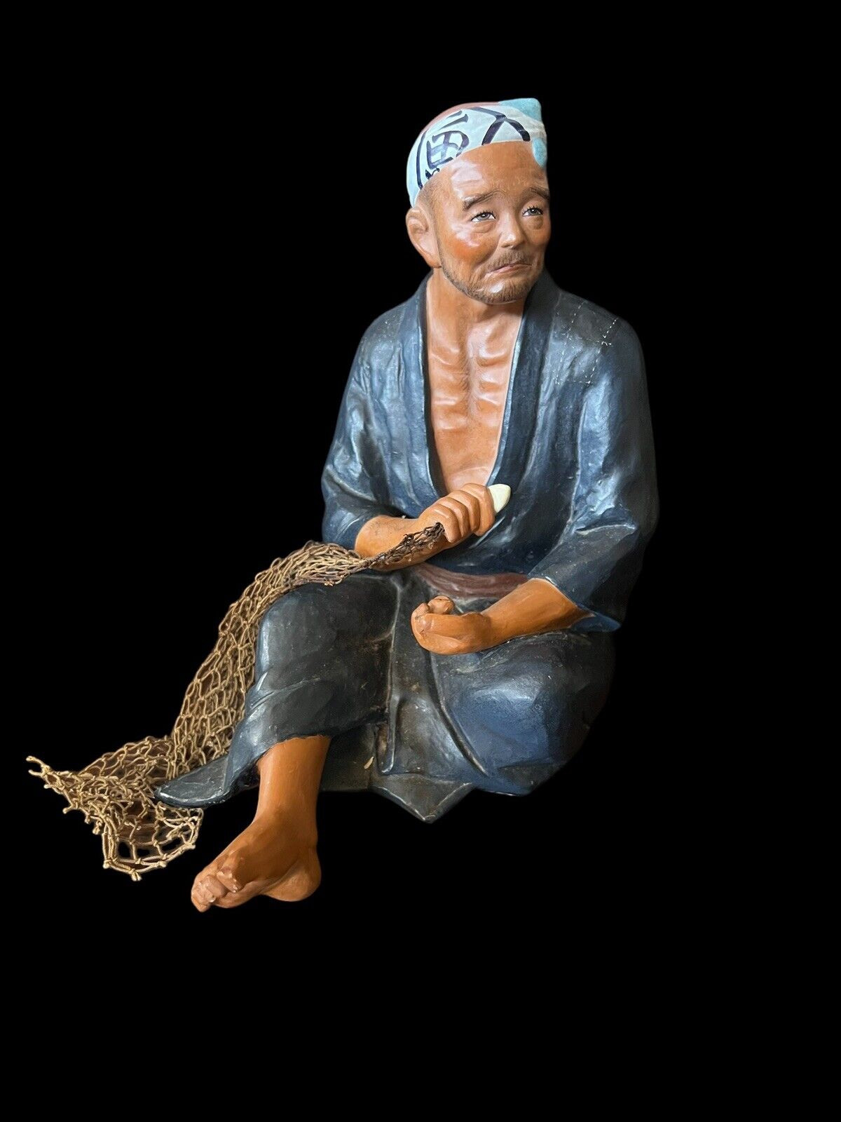 Japanese Hakata Urasaki Fisherman with Net Doll Figure / Figurine