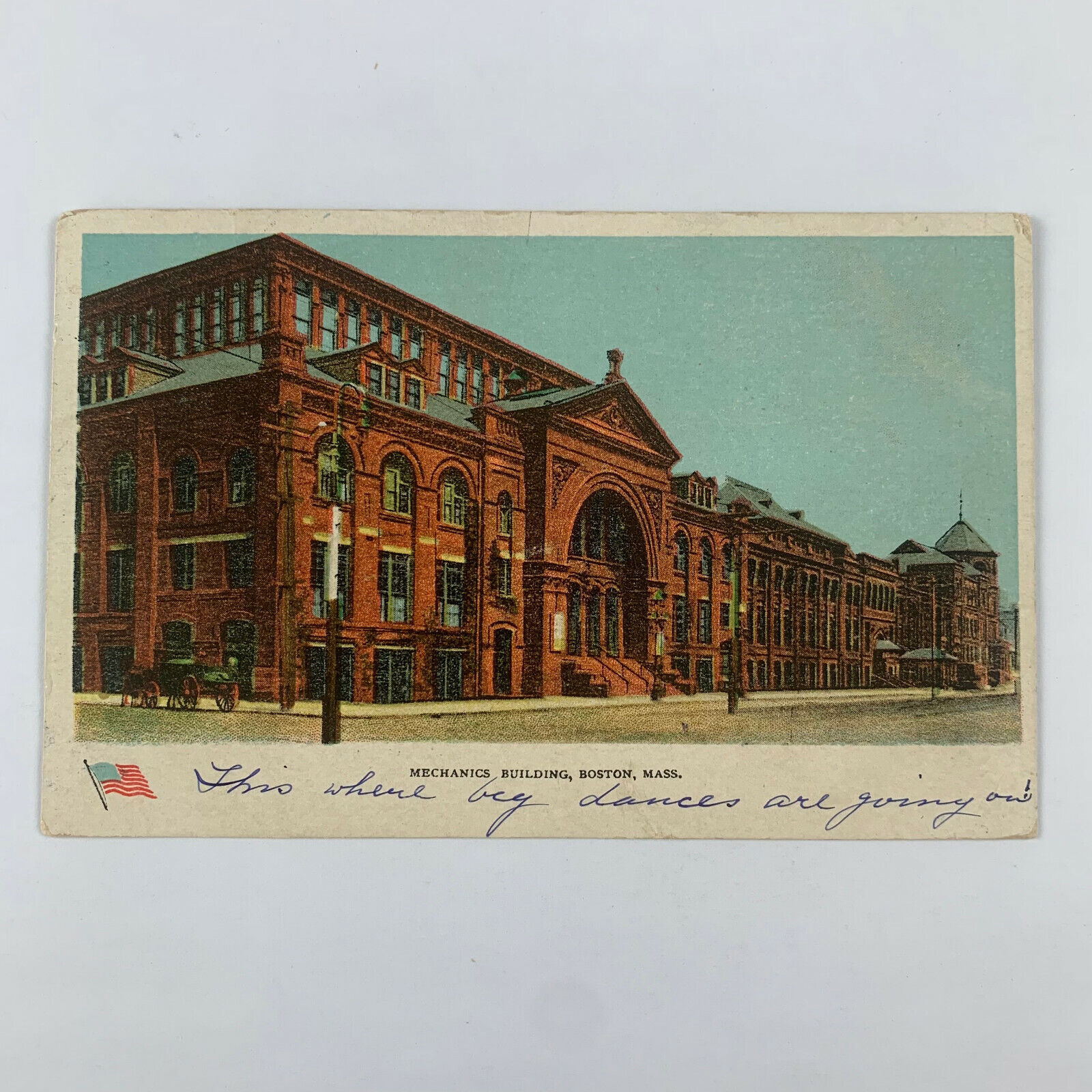 Postcard Massachusetts Boston MA Mechanics Building 1908 Posted Divided Back