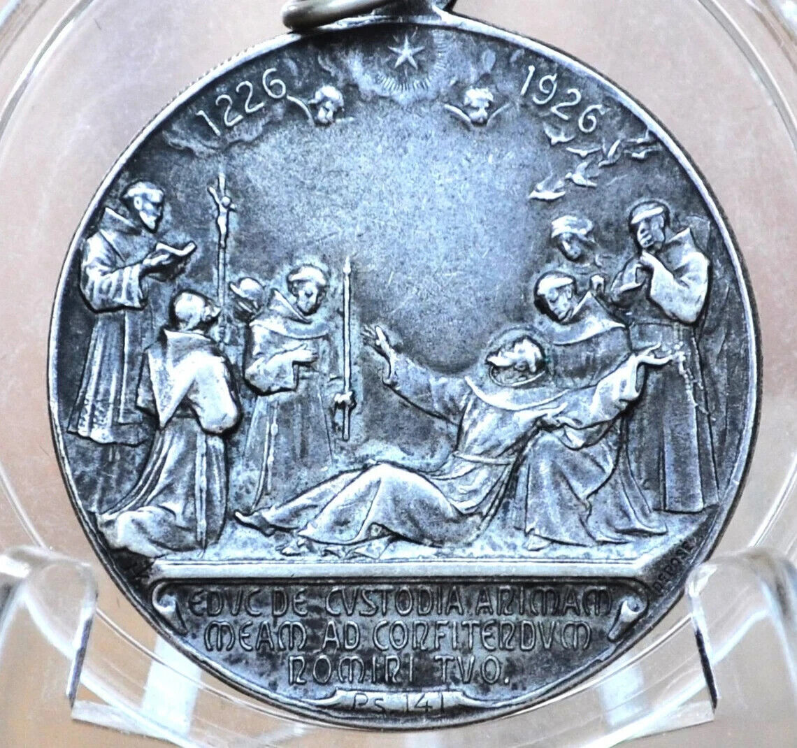 1926 Sterling Saint Francis of Assisi Medal - Vintage Catholic Medallion