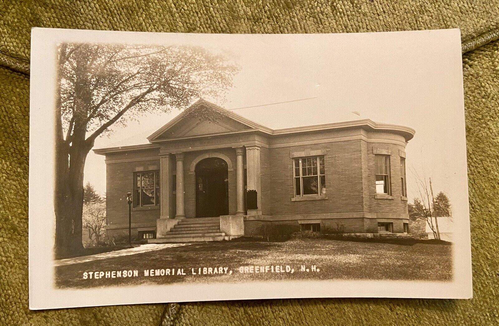Vintage Real Photo Stephenson Memorial Library Greenfield, NH RPPC Defender