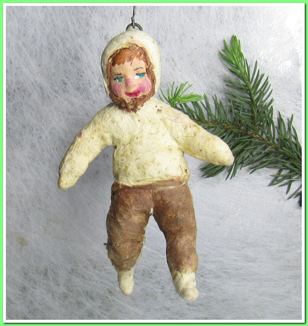 🎄Boy-Vintage antique Christmas spun cotton ornament figure #4524