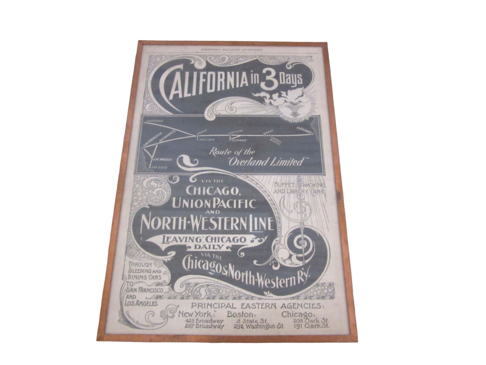 Harvey\'s Wallhangers Framed Union Pacific & North Western Line Antique Ad