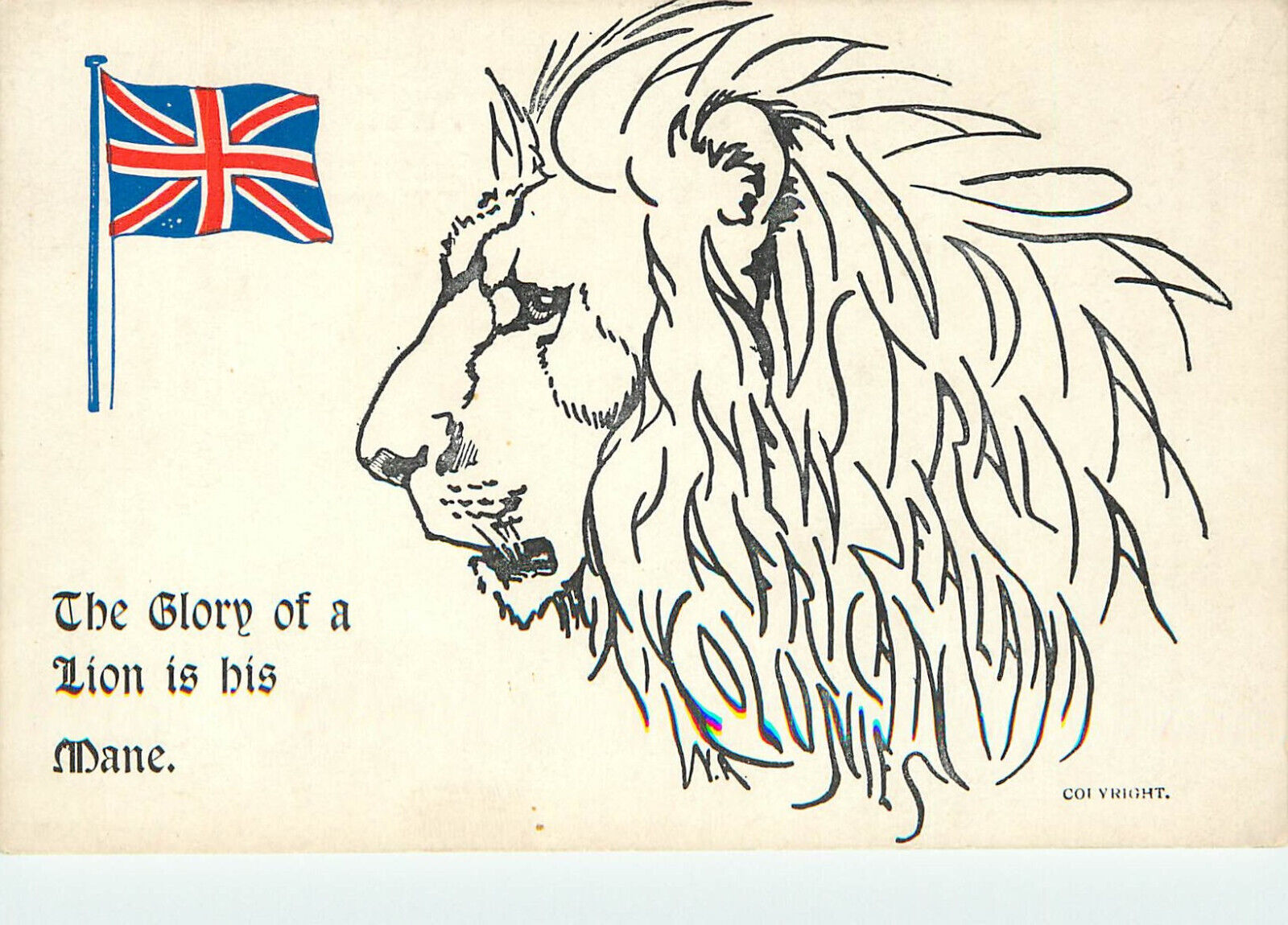 Postcard Tribute British Colonies Africa Australia India Canada Etc Lions Mane