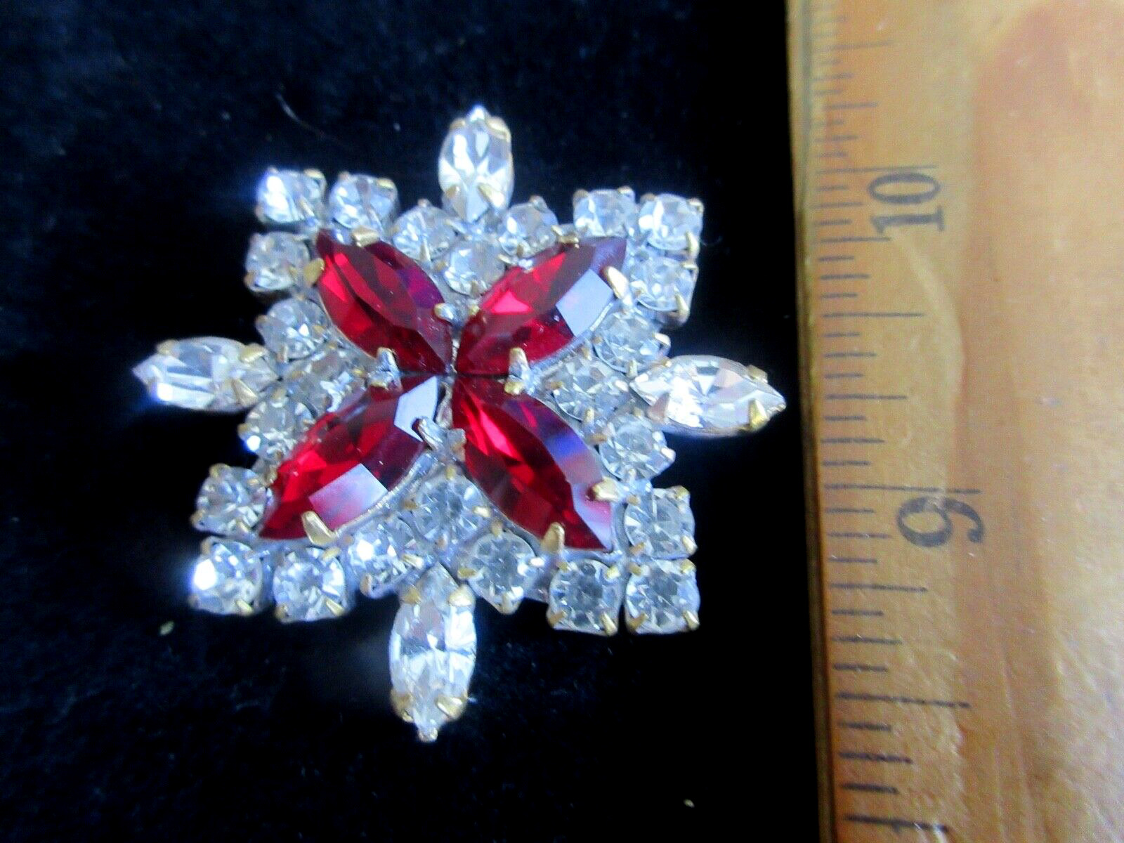 Outstanding  Czech Vintage Glass Rhinestone Button  Ruby Red  Crystal