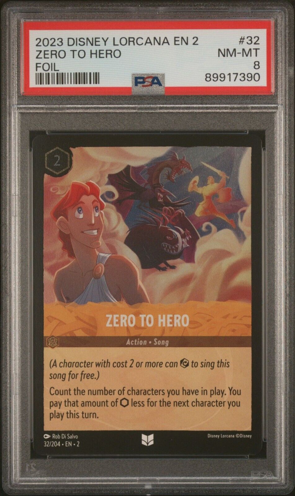 Disney Lorcana Zero to Hero 32/204 Foil PSA 8 Pop 1