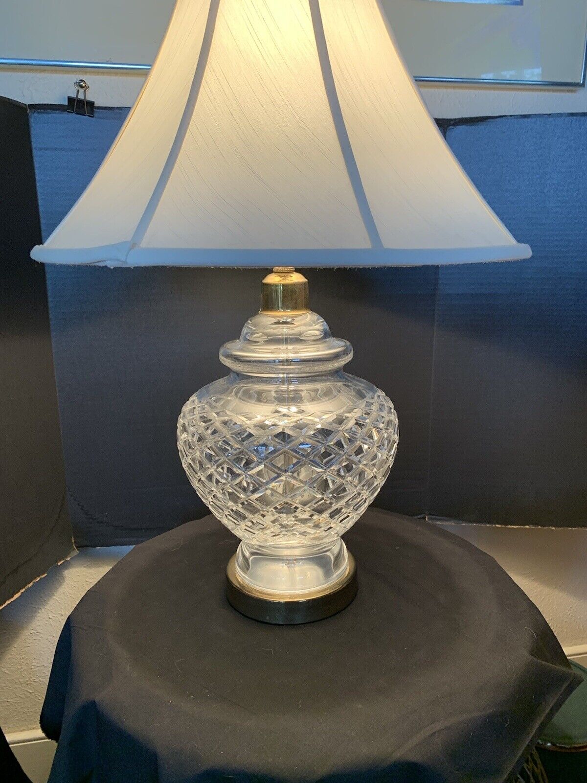 Waterford Crystal Alana Urn Table Lamp w Shade Signed Ireland 25 Inch