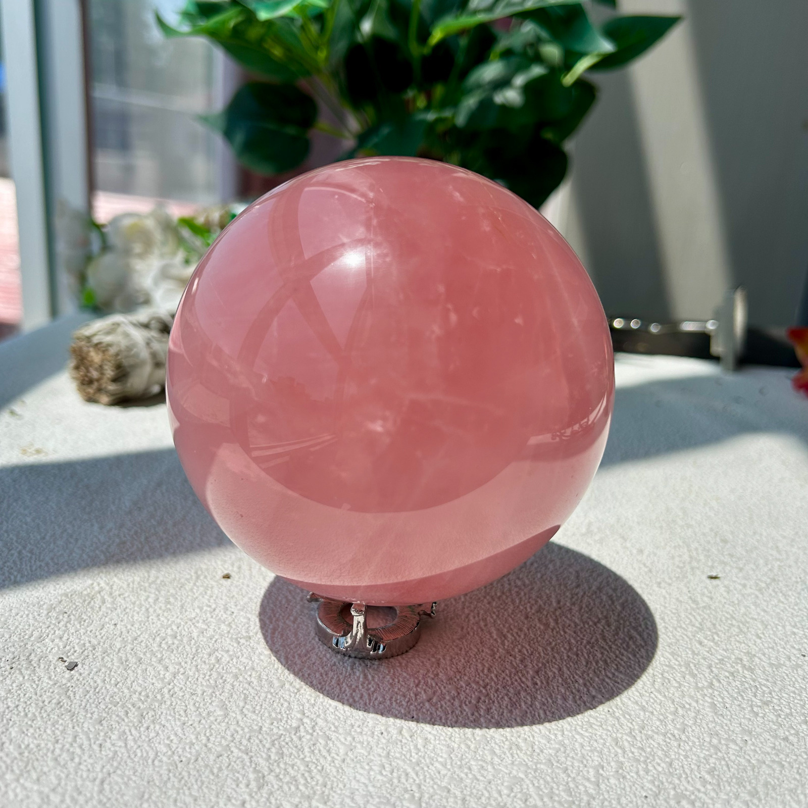 99mm Large Natural Rose Quartz Crystal Sphere Ball Healing Stone 1495g 4th
