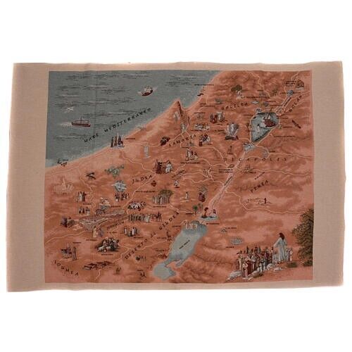 Tapestry wall hanging Map of Jerusalem Made in Italy 48 x 36