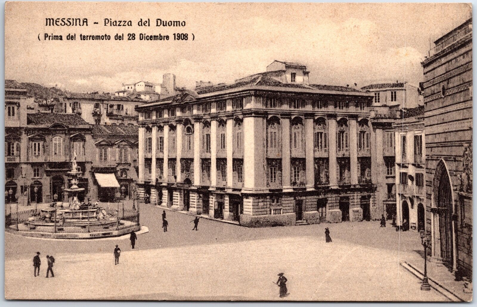 VINTAGE POSTCARD CATHEDRAL SQUARE IN MESSINA ITALY BEFORE THE EARTHQUAKE OF 1908