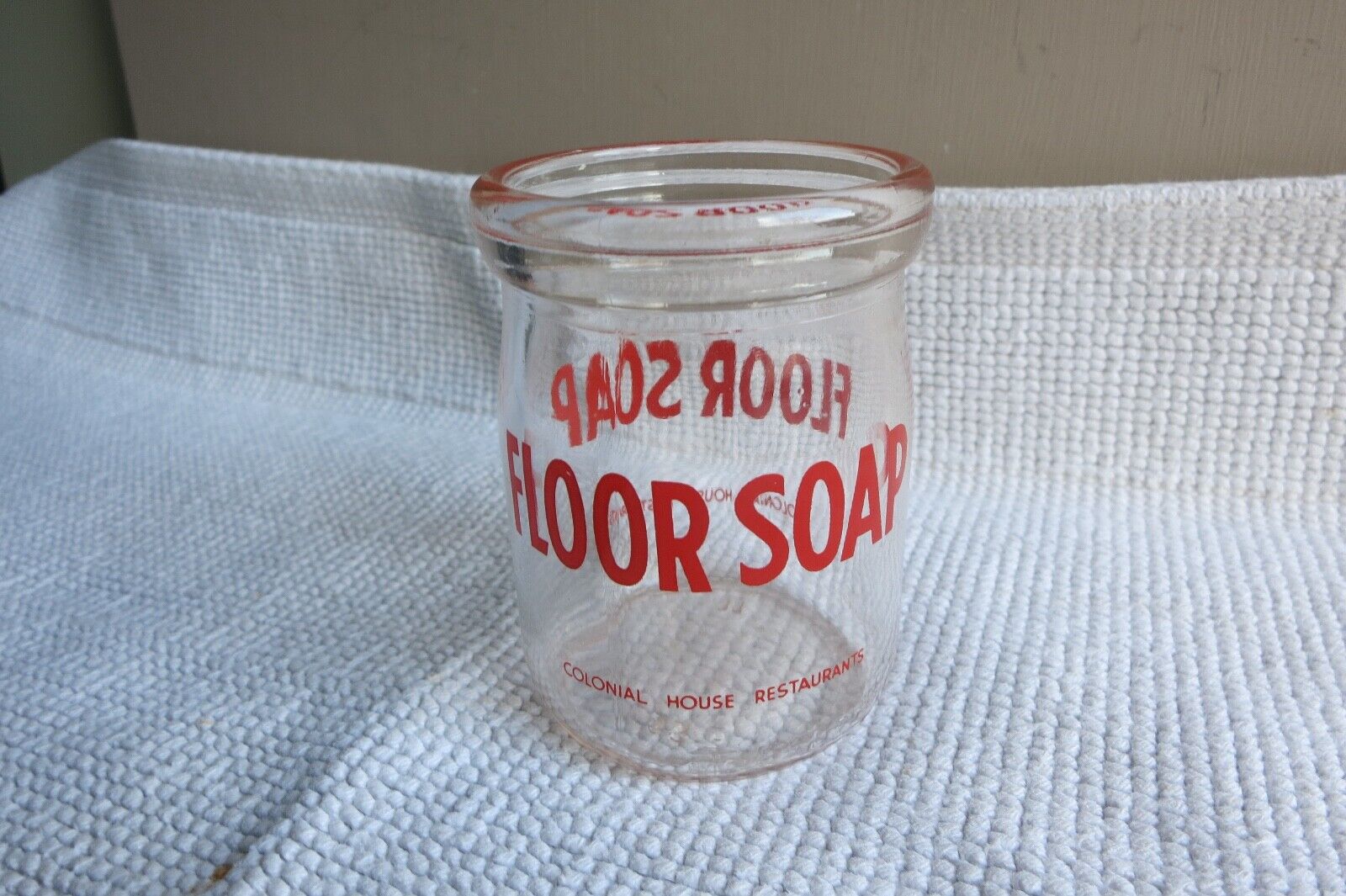 Vintage Colonial House Restaurants Floor Soap  Glass Jar  1/2 Pint