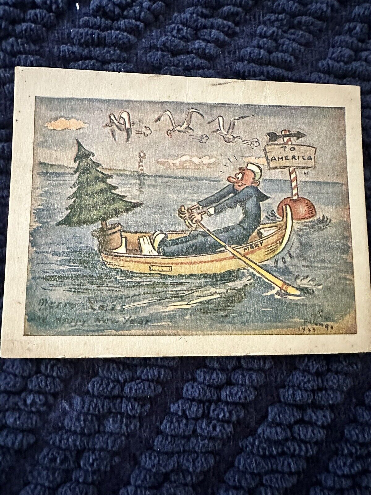 WWII - Postcard - Merry Christmas Happy NY - Nino Falanga