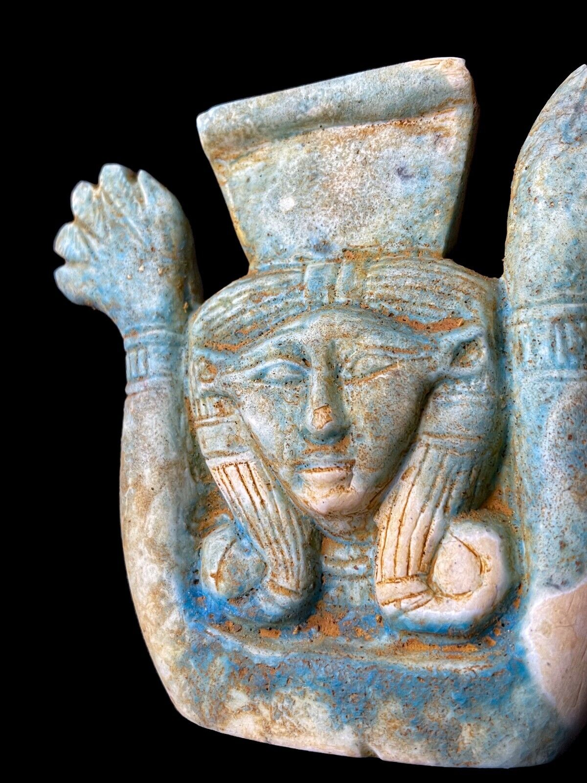 Hathor Goddess Statue with Lotus Flower from Egyptian Stone , Egyptian Replica