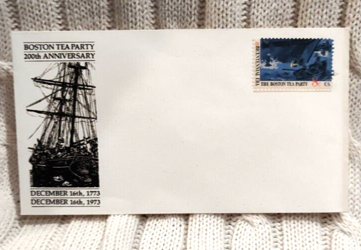 Boston Tea Party 200th Anniversary Envelope With Boston Tea Party Stamp