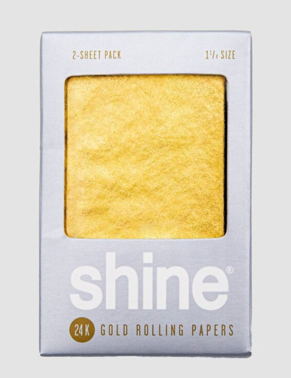 Shine 2 Sheet Pack 24K 24 Karat Gold Rolling Papers 1 1/4 Size 