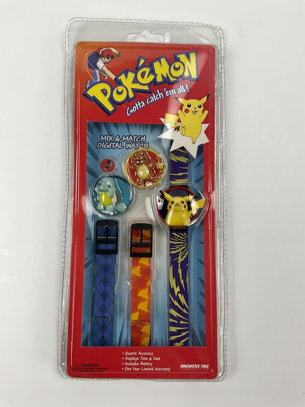 1999 Innovative Time Nintendo Pokemon Mix & Match Digital Watch NEW Sealed Rare