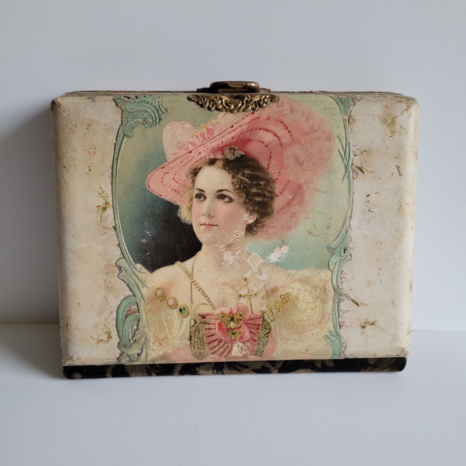 Antique Milady Portrait Original Hardware & Stand Photos Included Family Album 