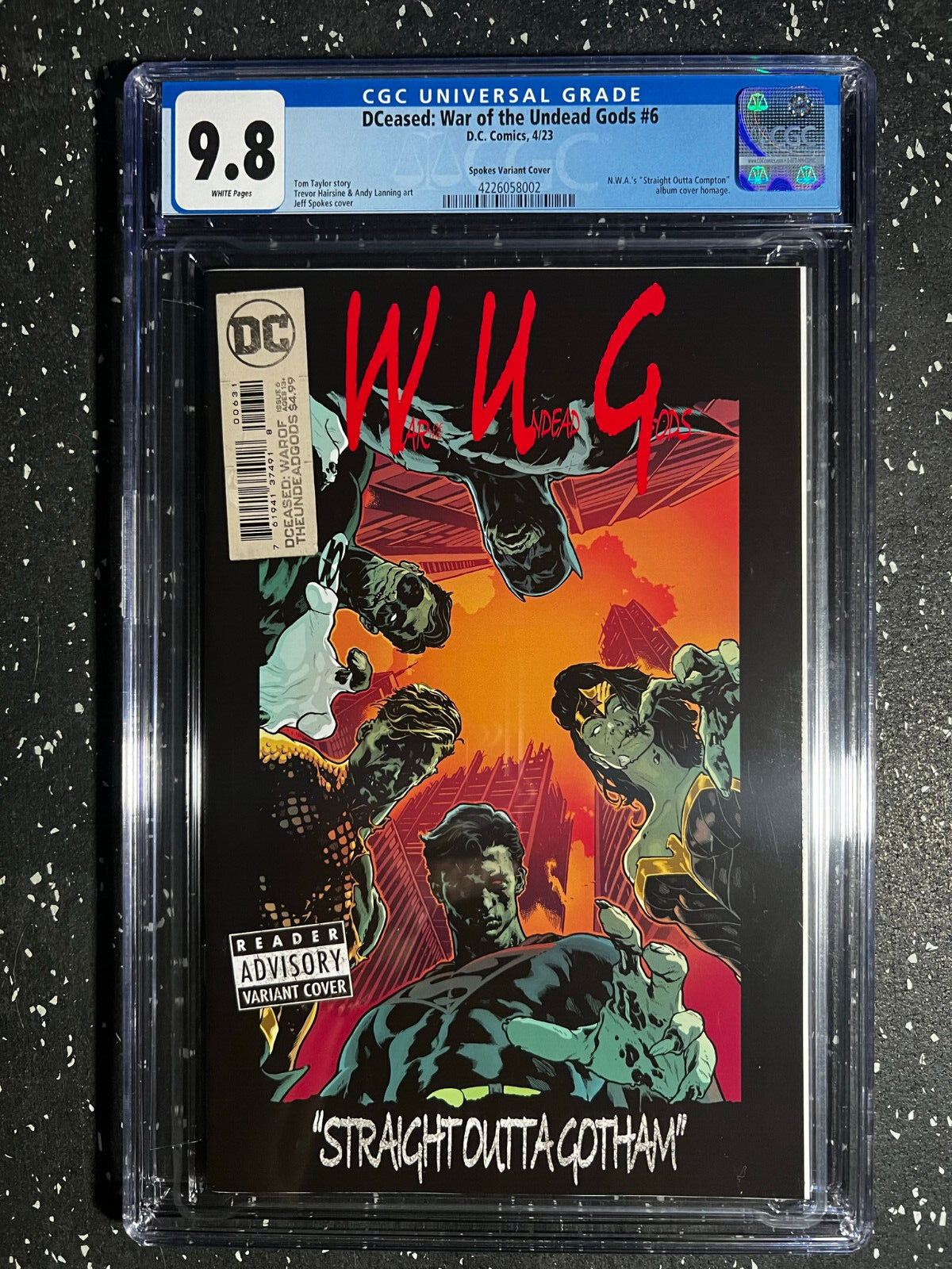 DCeased War of the Undead Gods #6 Jeff Spokes NWA Homage Variant Cover CGC 9.8