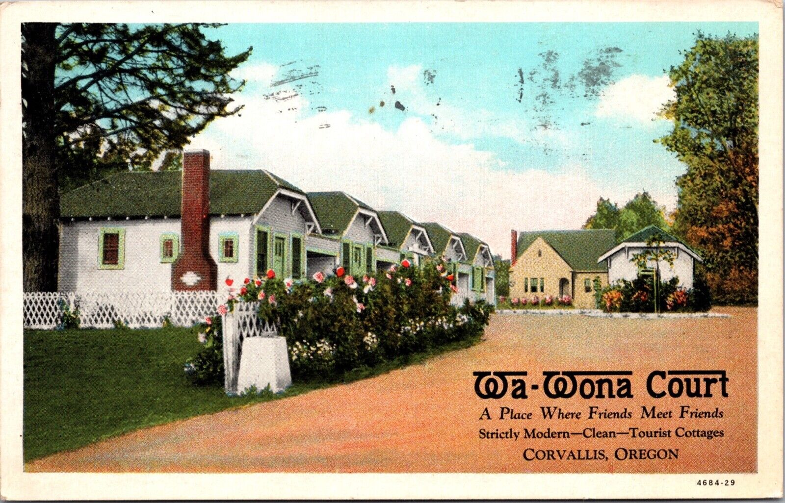 Postcard Wa-Wona Court in Corvallis, Oregon