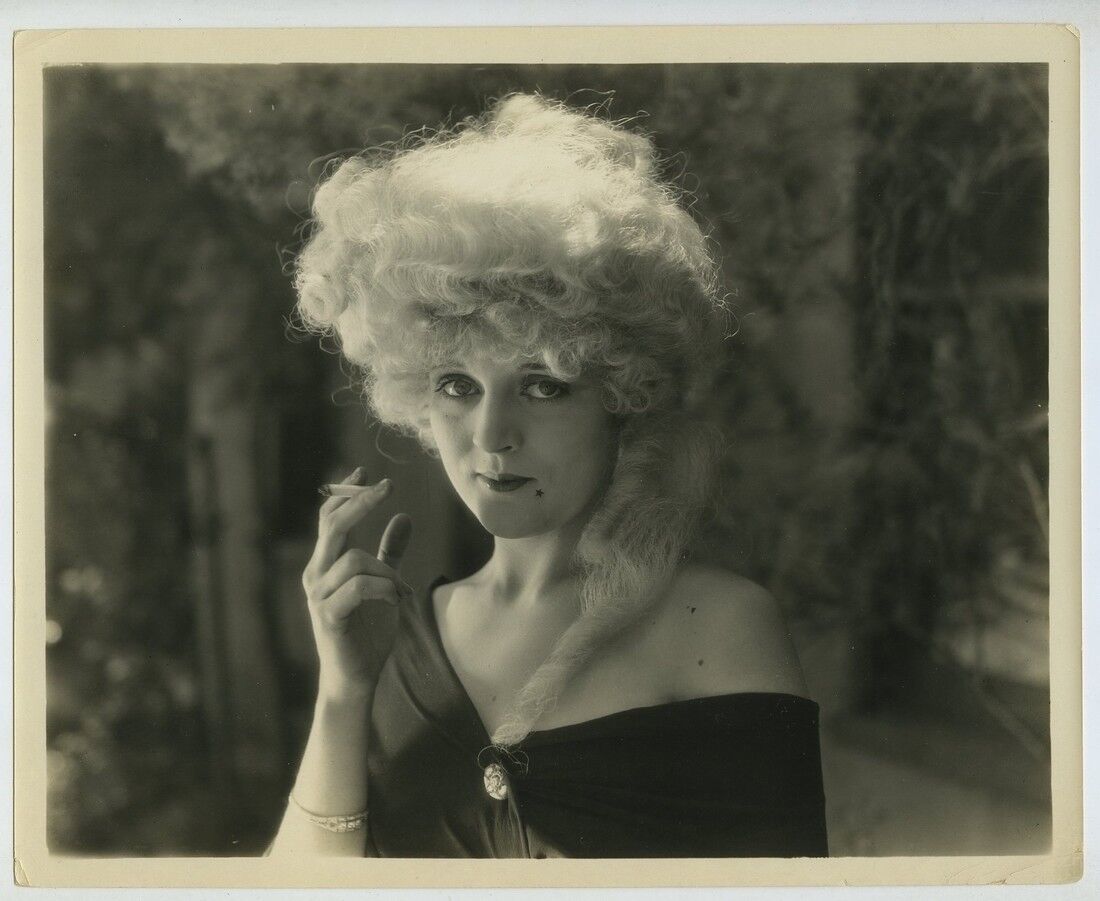 Woman w/Face Inked Tattoo Smoking Cigarette 1924 Stunning Portrait Sexy Glance