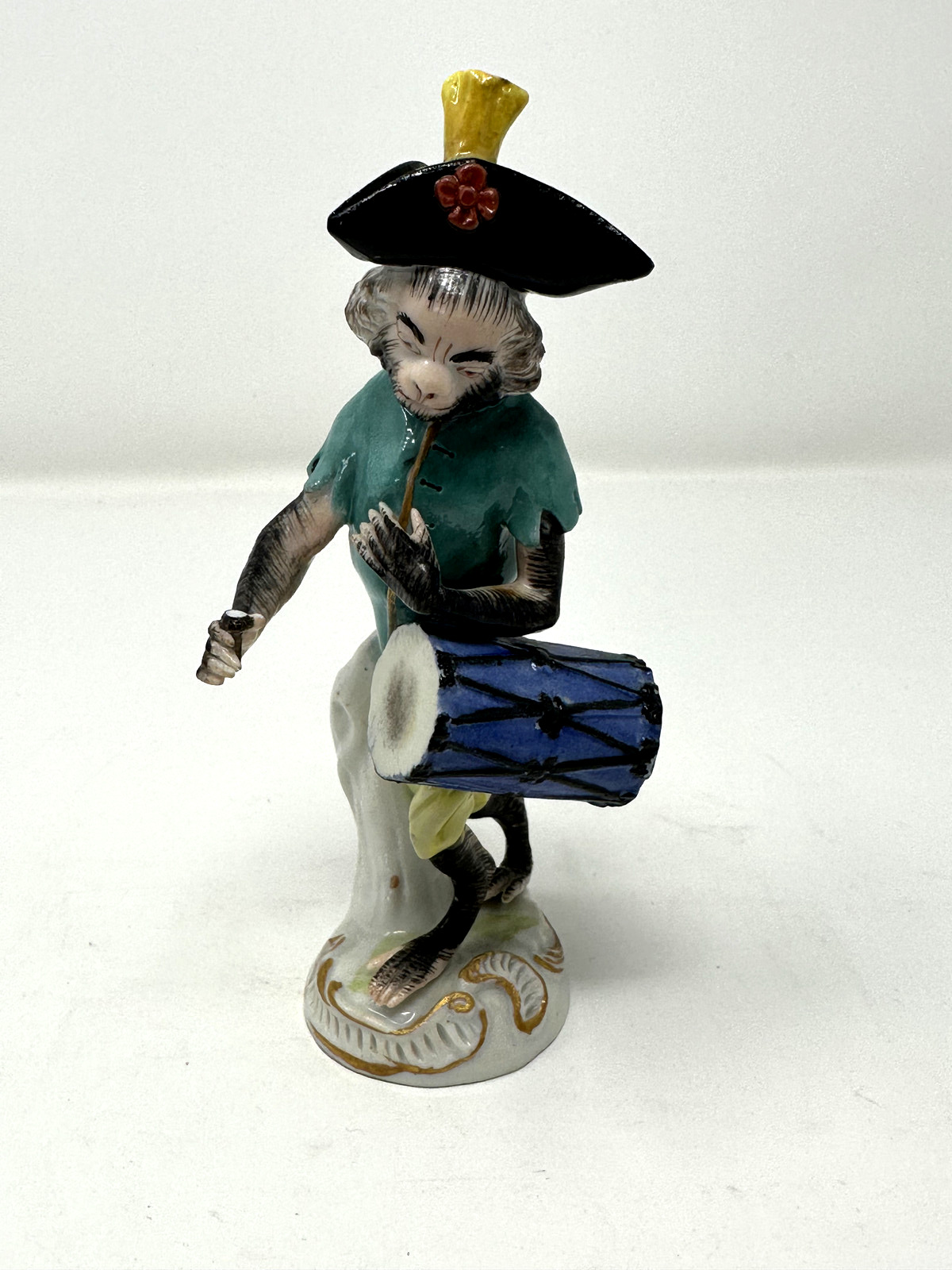 Antique Meissen Monkey Band Figurine - Drum Player