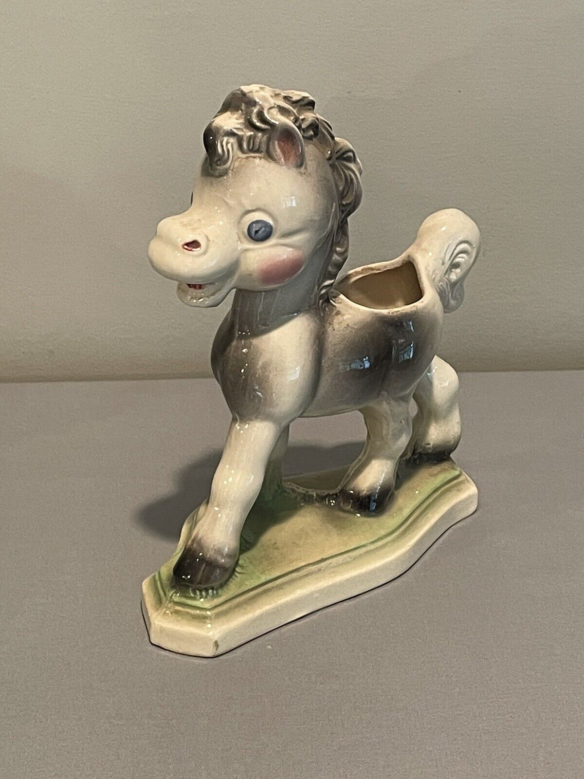 Vintage 1950\'s ceramic Pony Planter--Ruth Rempel, Diamond Pottery