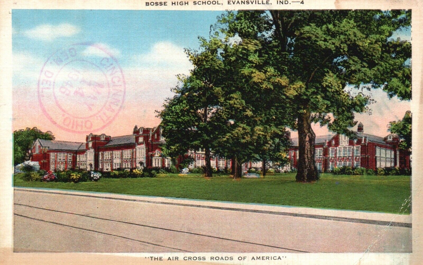 Postcard IN Evansville Indiana Bosse High School 1953 Vintage PC b1216