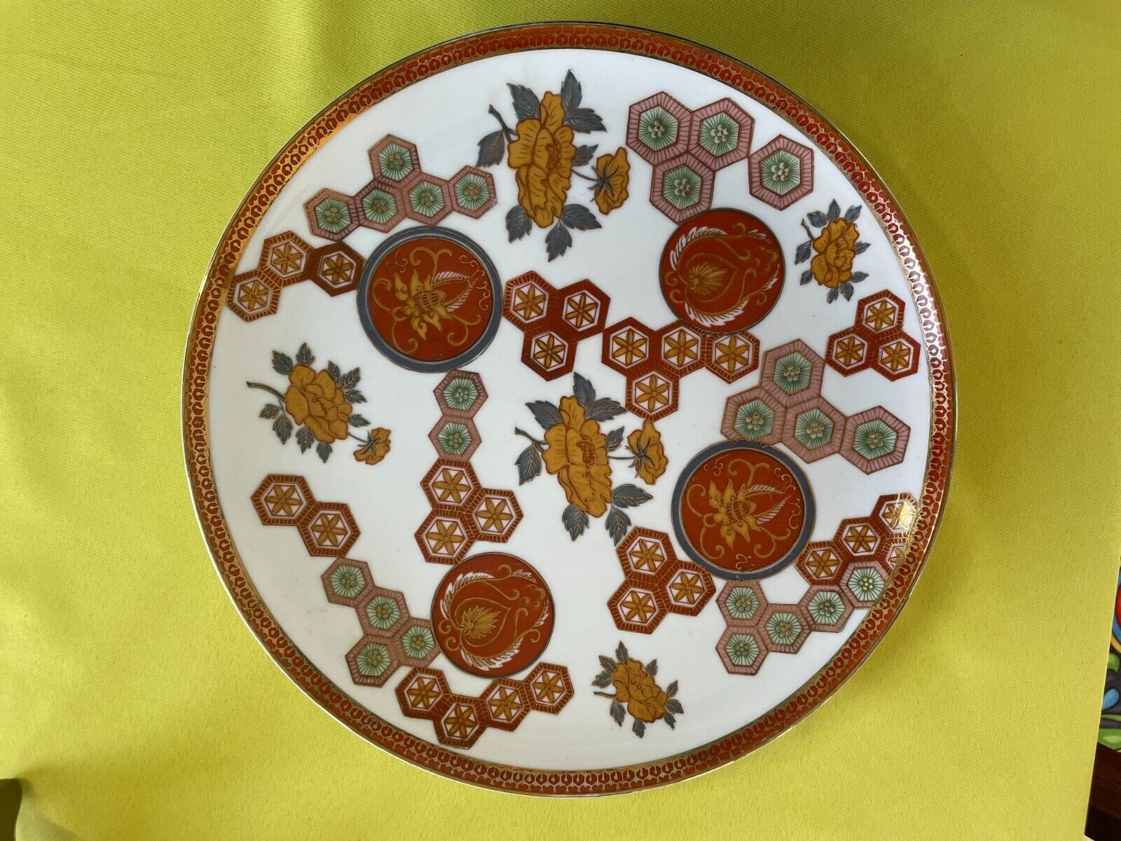Antique E W Japan Burnt Orange, Hazel and Gold Toned Oriental Porcelain Plate 