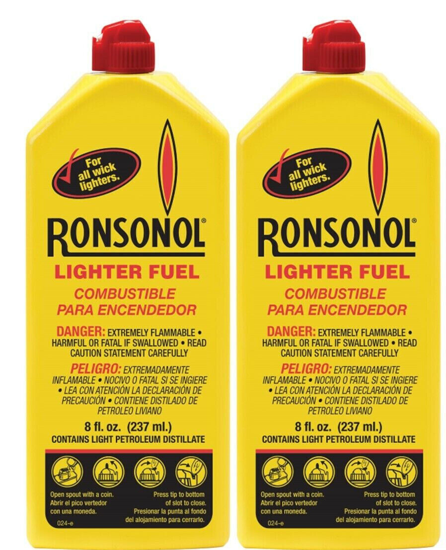 2 x packs Ronson Lighter Fuel Fluid 8 fl.oz 2 Can Value Pack