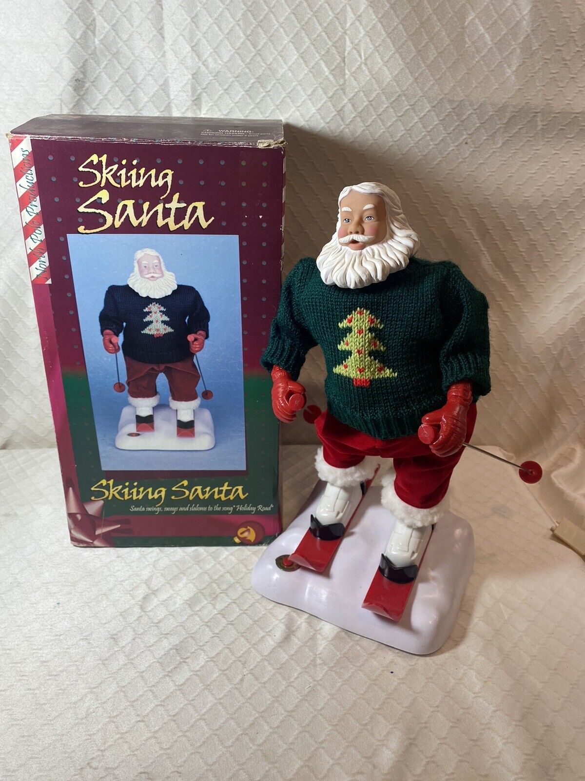 VTG Gemmy Animated Skiing Santa-Sings Holiday Road-Rare-2000 READ