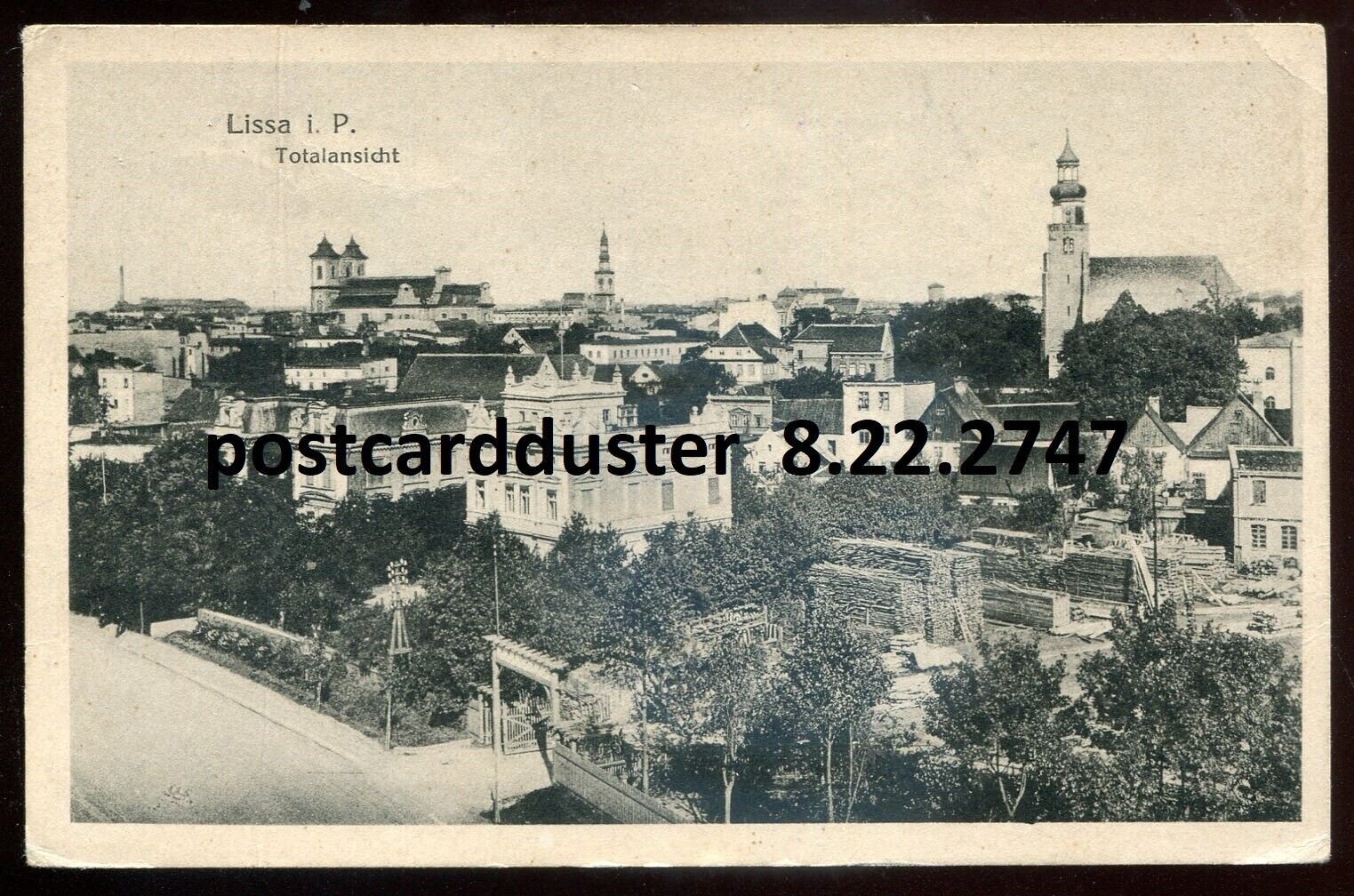 POLAND Lissa in Posen/ Leszno Postcard 1916 Feldpost Birds Eye View