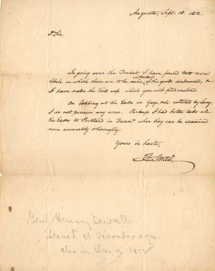 General Henry Sewall signed letter - Autographs of Famous People