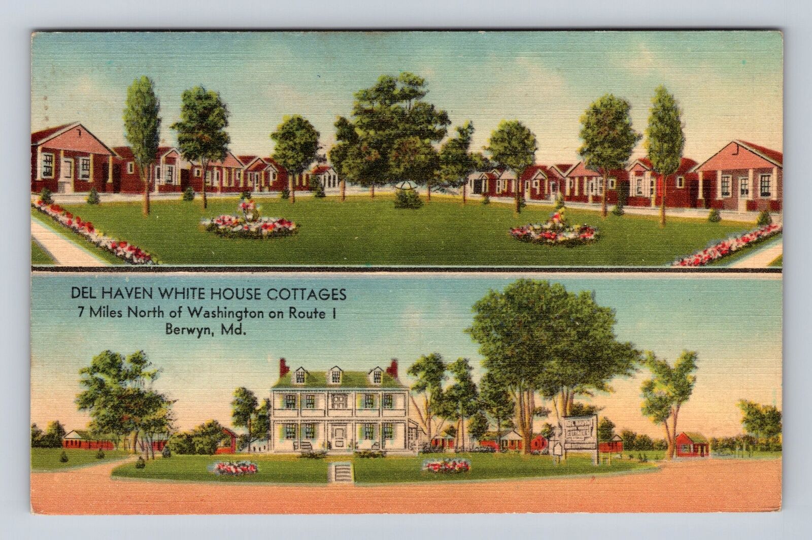 Beryn MD-Maryland, Del Haven White House Cottages, Advertising, Vintage Postcard