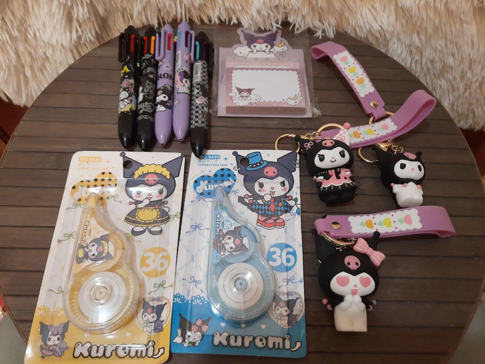 Lot of 11: Sanrio Kuromi Lot New Keyrings, Pens, Correction Tape, Note Pad